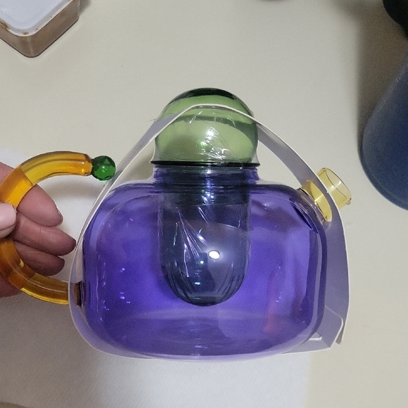 Vibrant Glass Teapot with Lid - Picture 3 of 10